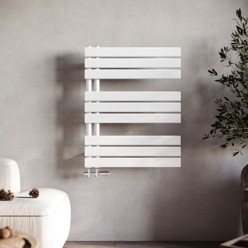 Radiateur sèche-serviettes 76x60cm blanc Panneau sèche-serviettes, connexion latérale - Sonni