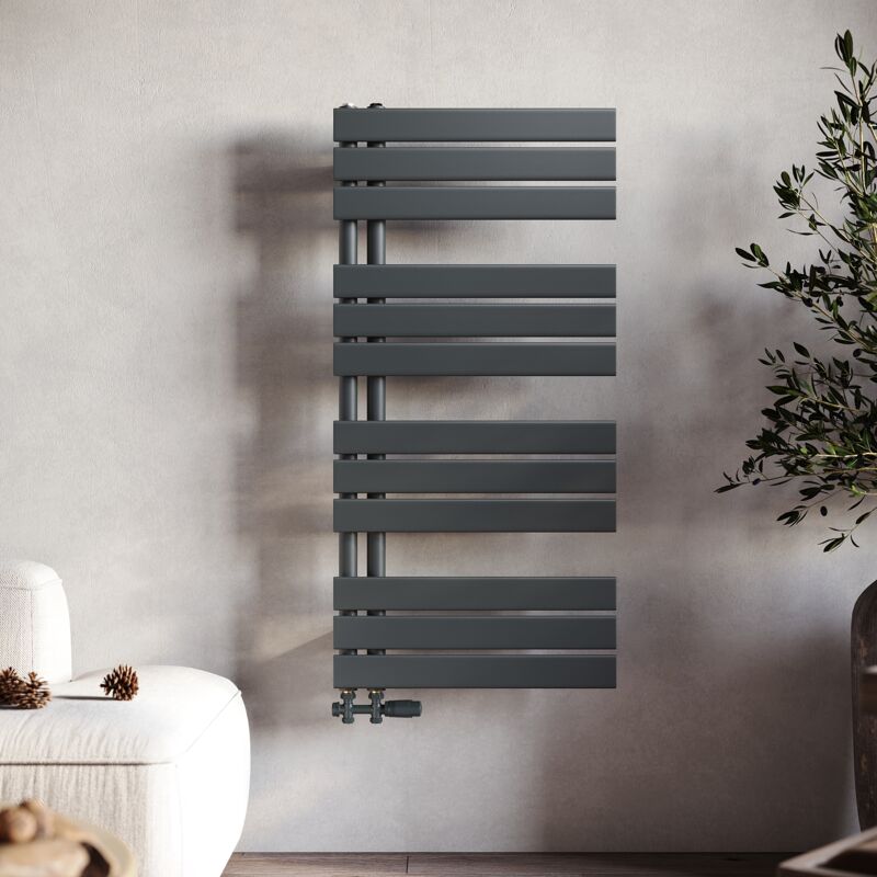 Sonni - Radiateur sèche-serviettes de salle de bains 1038x500cm Panneau Anthracite Radiateur sèche-serviettes, raccordement latéral