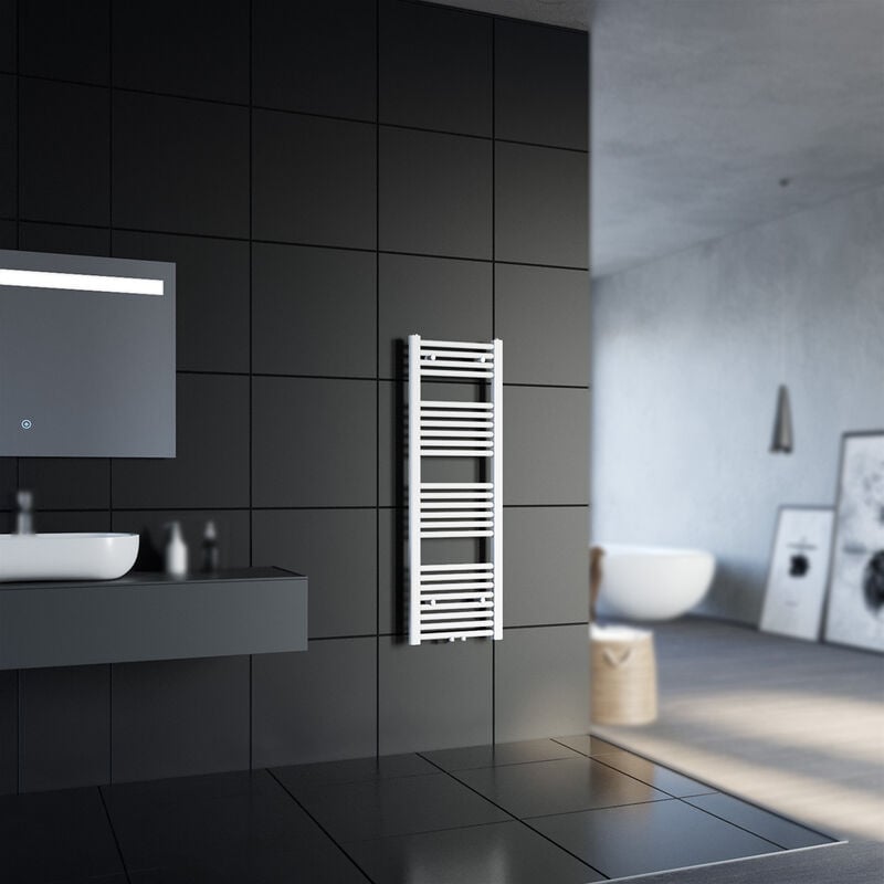 Sonni - Radiateur sèche-serviettes Radiateur de salle de bain raccord central Radiateur sèche-serviettes de bain blanc droit 40 ×120cm