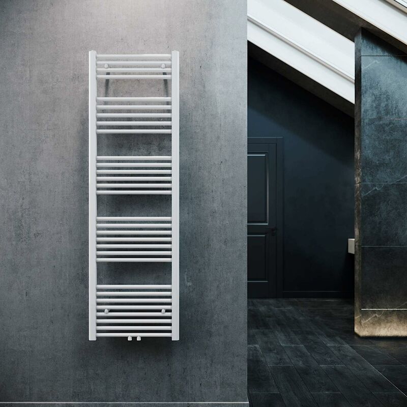SONNI Radiateur sèche-serviettes Salle de bain Raccord central Radiateur sèche-serviettes Salle de bain Blanc Droit 50 160cm