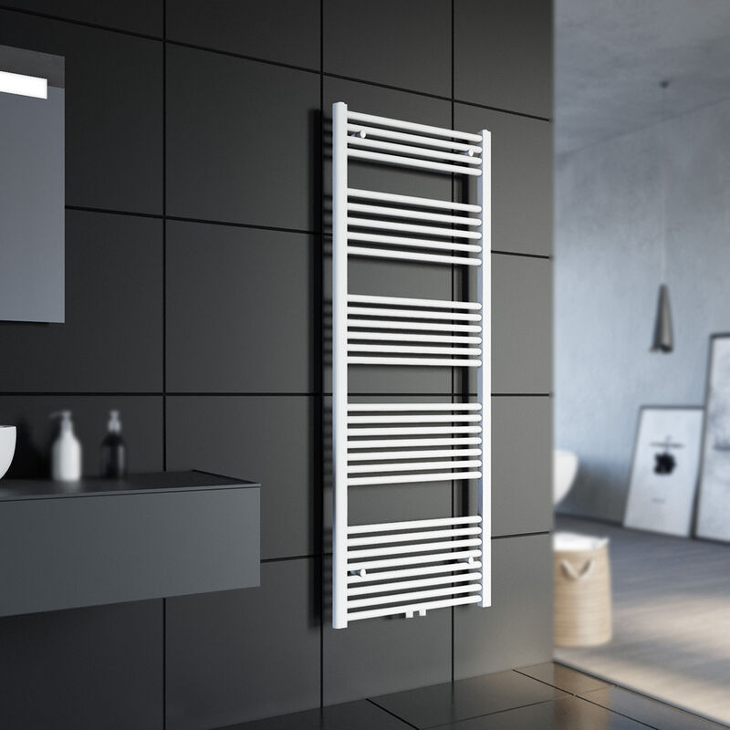 Radiateur sèche-serviettes Salle de bain Raccord central Radiateur sèche-serviettes Salle de bain Blanc Droit 60 160cm - Sonni