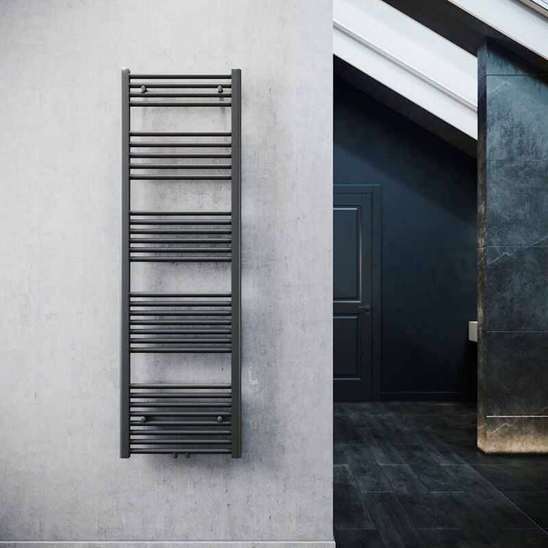 SONNI Sèche-serviette eau chaude 160x50cm Anthracite Radiateur sèche-serviettes Raccord central