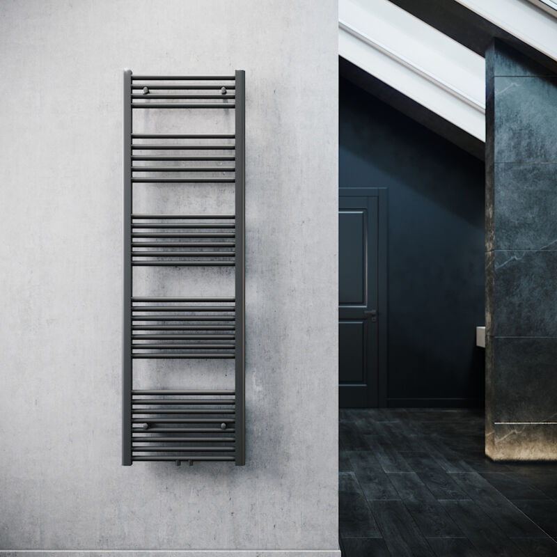SONNI Sèche-serviette eau chaude 160x50cm Anthracite Radiateur sèche-serviettes Raccord central