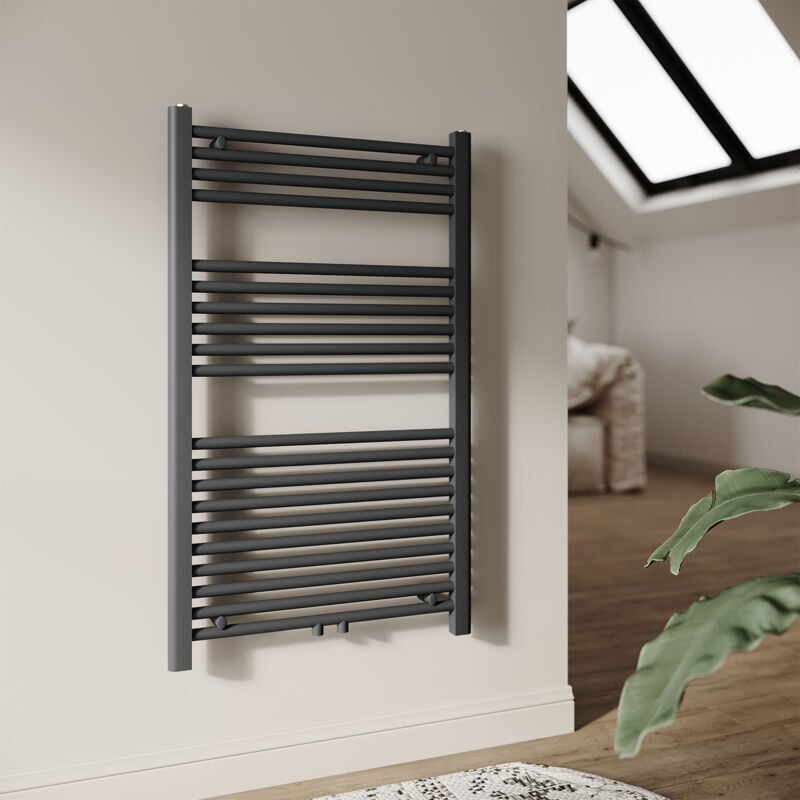 Radiateur sèche-serviettes Salle de bains Raccord central Radiateur sèche-serviettes Anthracite Droit 60×100cm - Sonni
