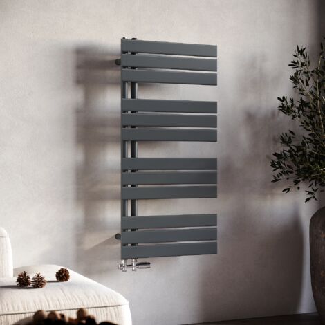 SONNI Radiateur Sèche-Serviettes Sèche Serviettes Anthracite Sèche-Serviettes Eau Chaude vertical Sèche-Serviettes Plat Radiateur de Salle de Bains Connexion Latérale 1000x500mm