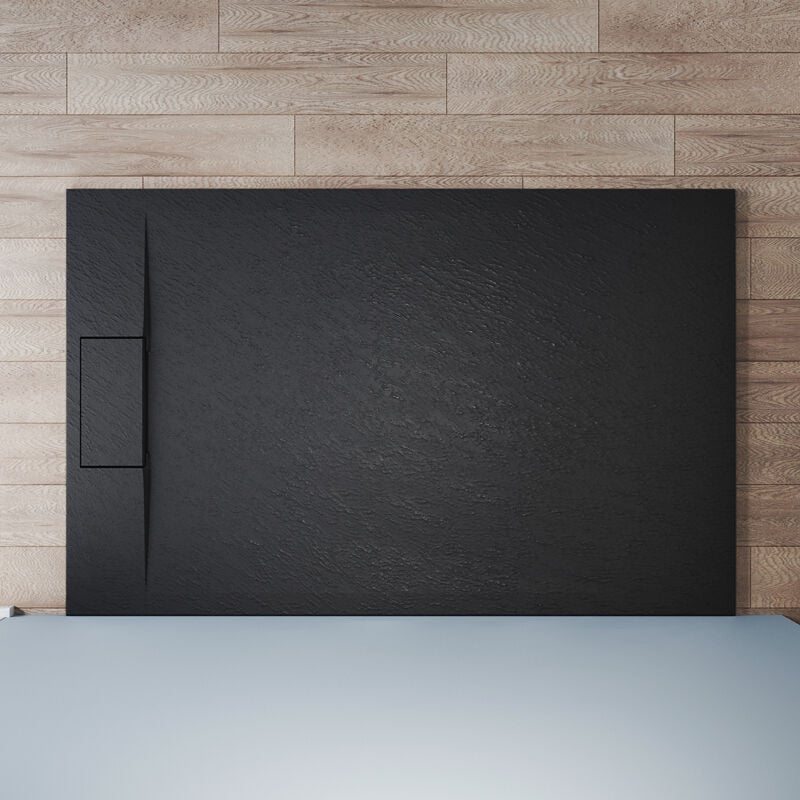 Sonni - sirhona Receveur de douche 140x90cm Receveur de douche plat de haute qualité pour cabine de douche Salle de bain smc Noir 32mm texture