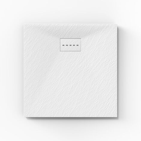 SONNI Receveur de douche 90x90cm Receveur de douche plat de haute qualité pour cabine de douche Salle de bain SMC blanc 30mm texture ardoise antidérapant, design découpable