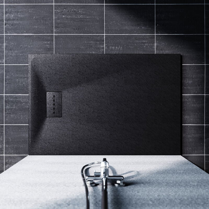 Sonni - Receveur de douche design noir Receveur de douche plat en smc Receveur de douche super plat 140 x 90 cm antidérapant