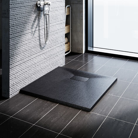 Sonni – Receveur de douche plat 80x80cm – SMC antidérapant – Design moderne imitant la pierre – Installation simple et nettoyage facile