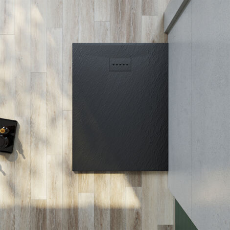 SONNI Receveur de douche Receveur de douche plat SMC antidérapant, design découpable noir 140 x 90 cm
