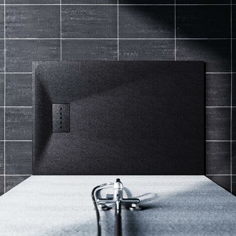 SONNI Receveur de douche Receveur de douche plat SMC antidérapant, design découpable Noir 160 x 90 cm