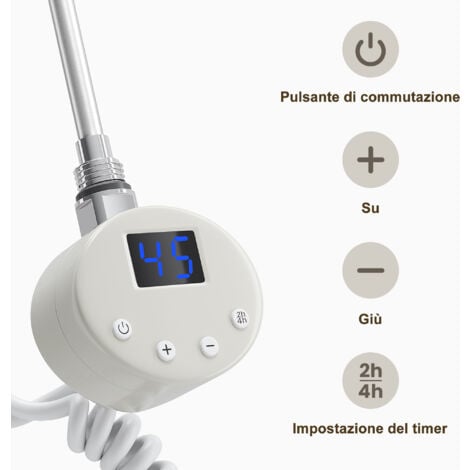 SONNI 400W Adatto per Scaldasalviette con Protezione Contro il Surriscaldamento Bianco