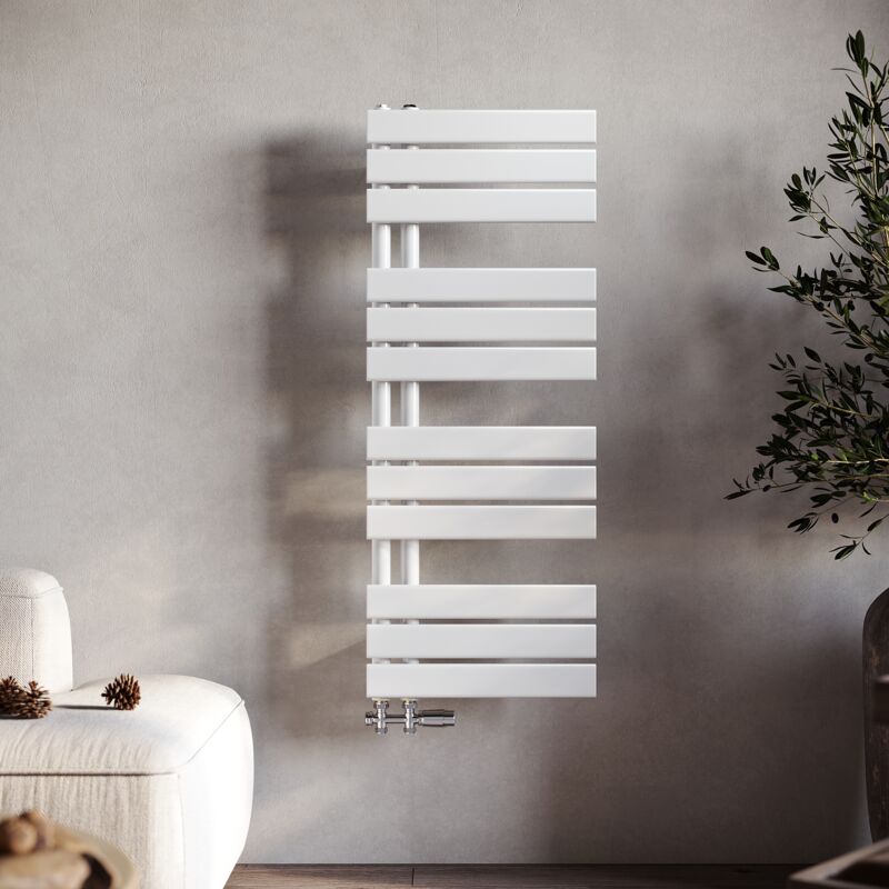Sonni - Sèche-serviette eau chaude Radiateur 1038x400mm Blanc Sèche-serviettes à Eau Chaude Panneau Raccordement latéral