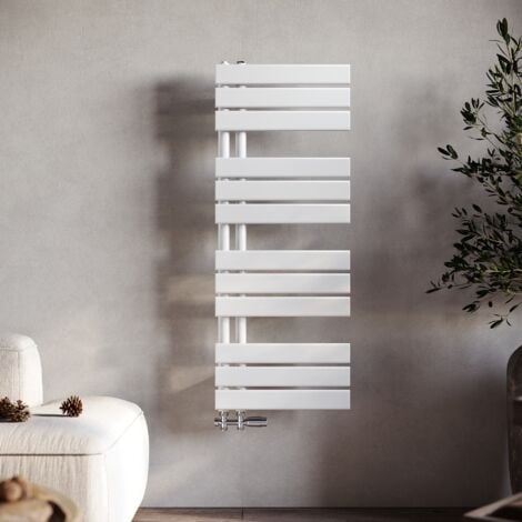 SONNI Sèche-serviette eau chaude Radiateur 1038x400mm Blanc Sèche-serviettes à Eau Chaude Panneau Raccordement latéral