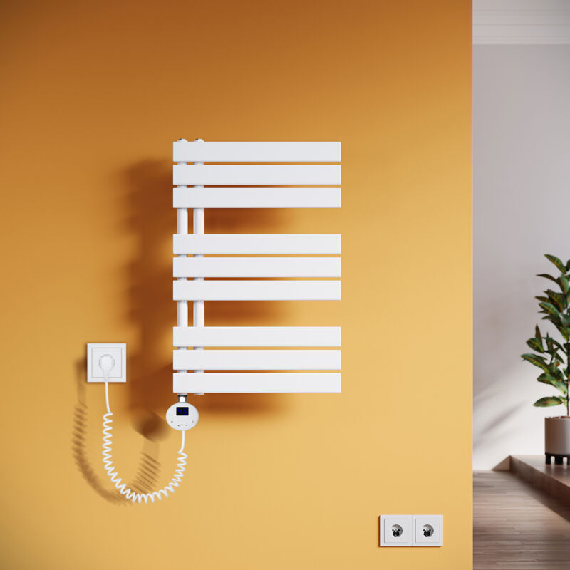 Radiateur de salle de bain Porte-serviettes avec élément chauffant, panneau de chauffe-serviettes, sèche-serviettes, blanc 762x500 mm - Sonni