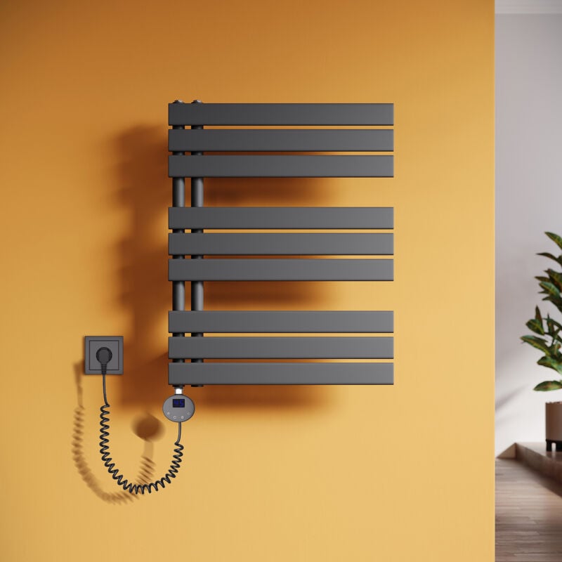 Radiateur de salle de bain Porte-serviettes avec élément chauffant, panneau de chauffe-serviettes, sèche-serviettes, anthracite 762x600 mm - Sonni