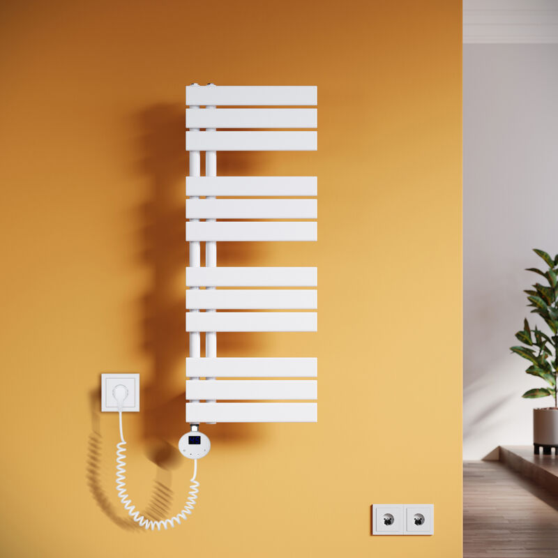 Radiateur de salle de bain Porte-serviettes avec élément chauffant, panneau de chauffe-serviettes, sèche-serviettes, blanc 1038x400 mm - Sonni