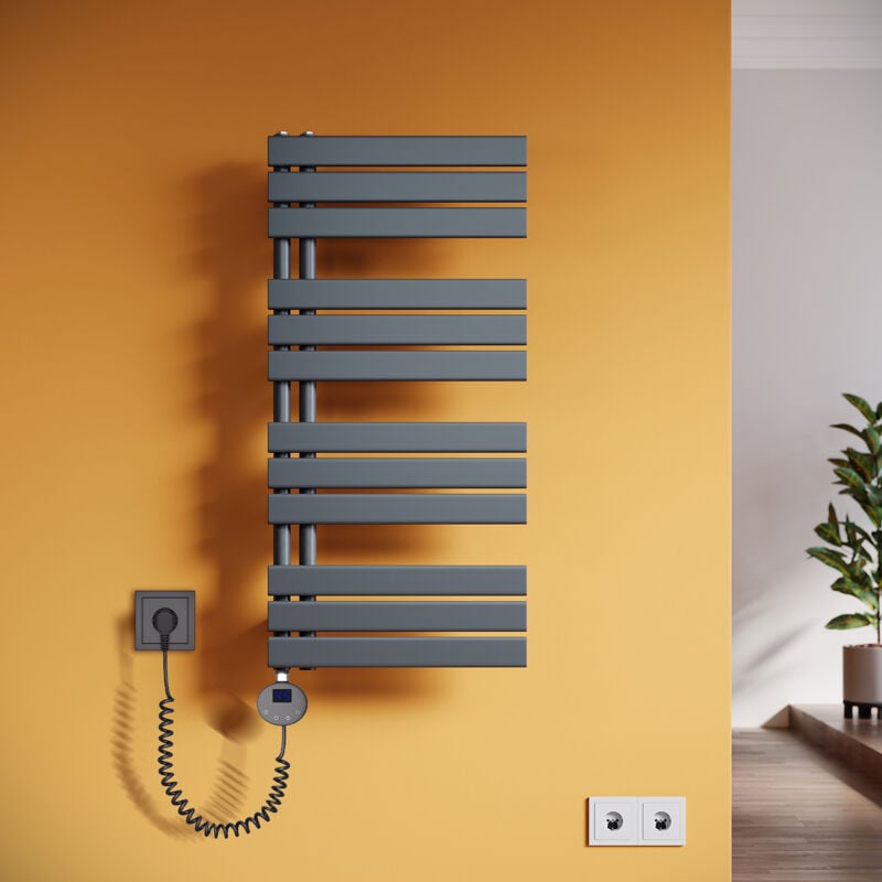 Radiateur de salle de bain Porte-serviettes avec élément chauffant, panneau de chauffe-serviettes, sèche-serviettes, anthracite 1038x500 mm - Sonni