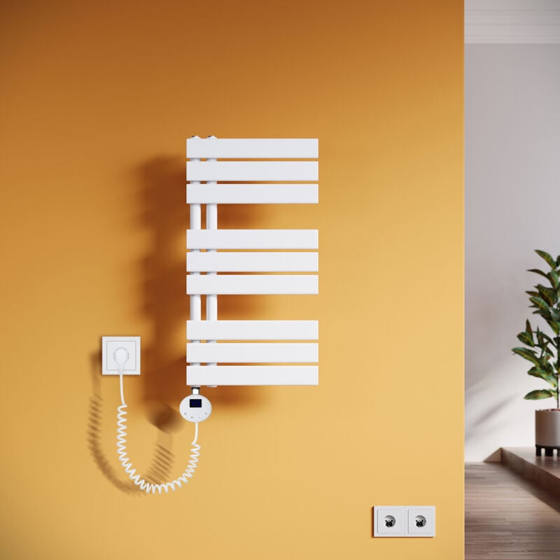 Radiateur de salle de bain Porte-serviettes avec élément chauffant, panneau de chauffe-serviettes, sèche-serviettes, blanc 762x400 mm - Sonni