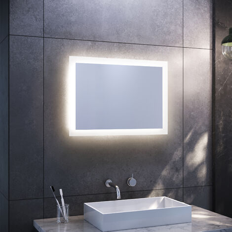 SONNI Specchio da bagno con illuminazione a LED Specchio da bagno Specchio da parete Specchio con luce 50x70