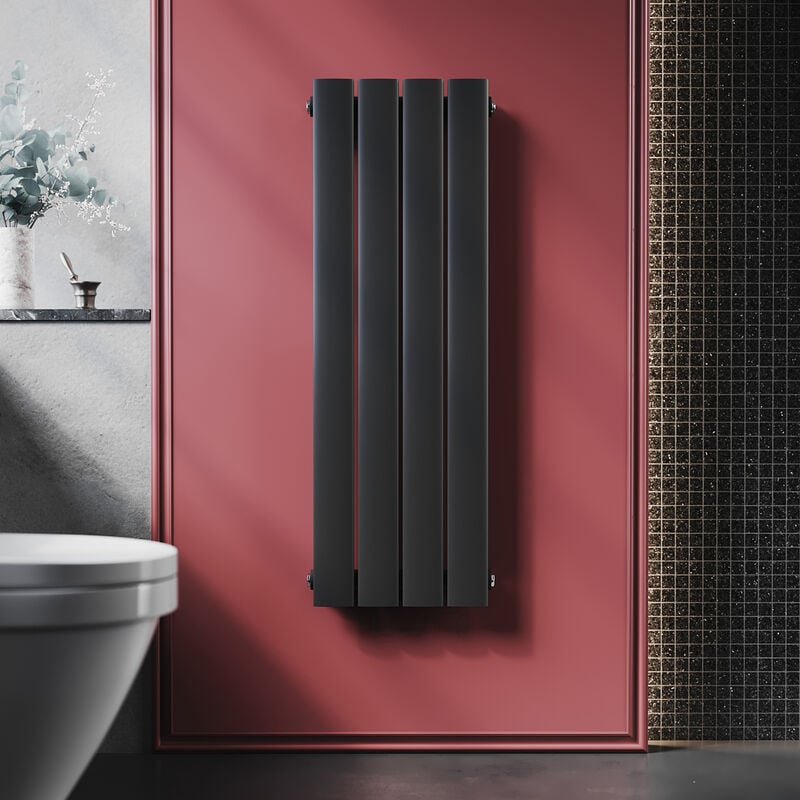 Radiateur eau chaude en acier Conception murale Vertical Tube plat Radiateur chauffage central 900x311mm Panneau Unique Anthracite (312W) - Sonni