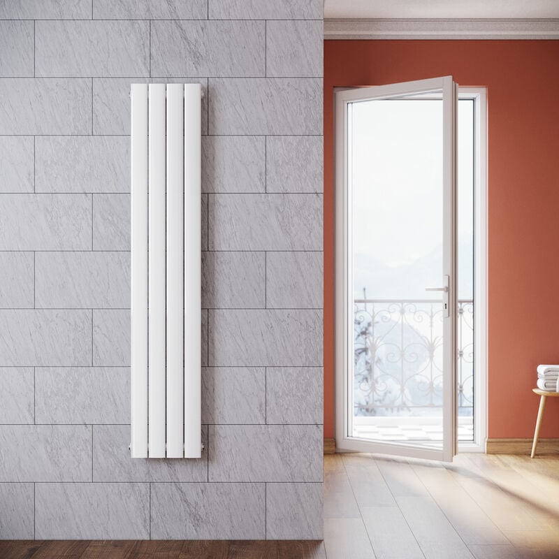 Radiateur eau chaude en acier Conception murale Vertical Tube plat Radiateur chauffage central 1600x311mm Panneau Unique Blanc (496W) - Sonni