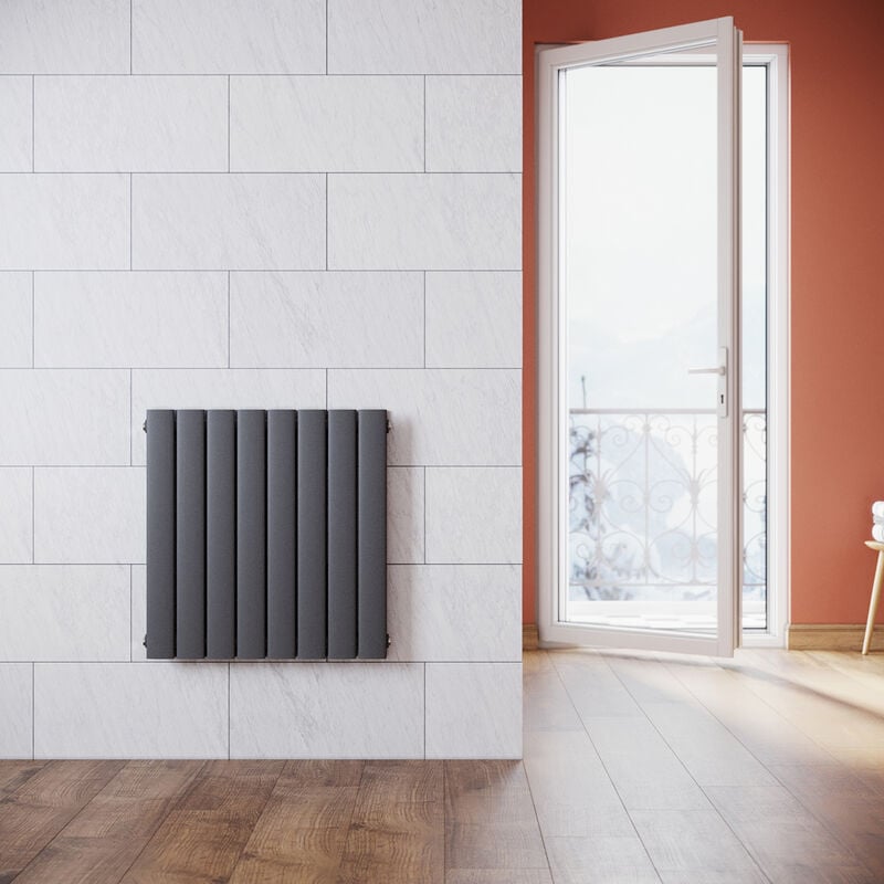 Sonni - Radiateur eau chaude en acier Conception murale Vertical Tube plat Radiateur chauffage central 630x619mm Panneau Double Anthracite (774W)