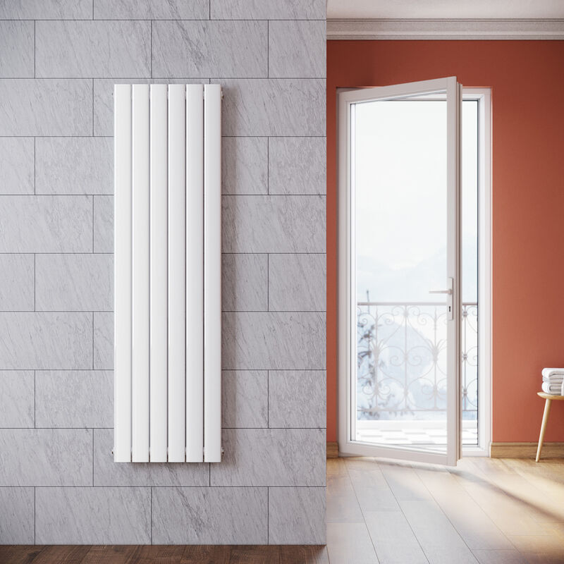 Radiateur eau chaude en acier Conception murale Vertical Tube plat Radiateur chauffage central 1600x465mm Panneau Double Blanc (1406W) - Sonni
