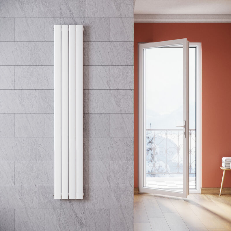 Sonni - Radiateur eau chaude en acier Conception murale Vertical Tube plat Radiateur chauffage central 1800x311mm Panneau Double Blanc (1066W)