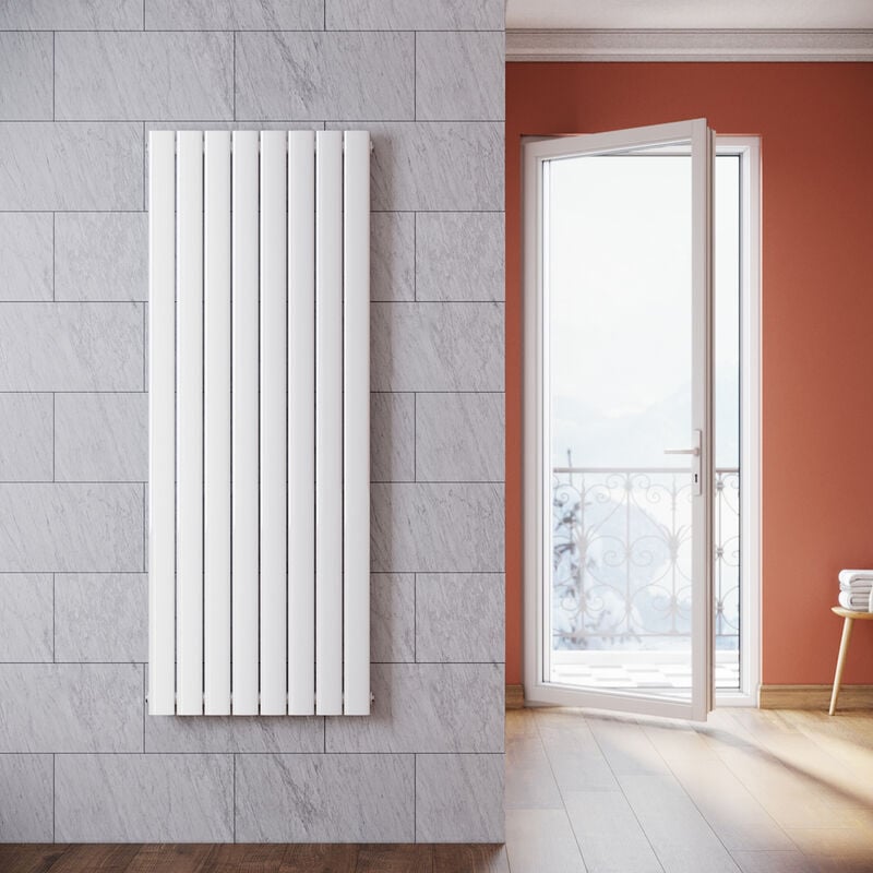 Radiateur eau chaude en acier Conception murale Vertical Tube plat Radiateur chauffage central 1600x619mm Panneau Unique Blanc (992W) - Sonni