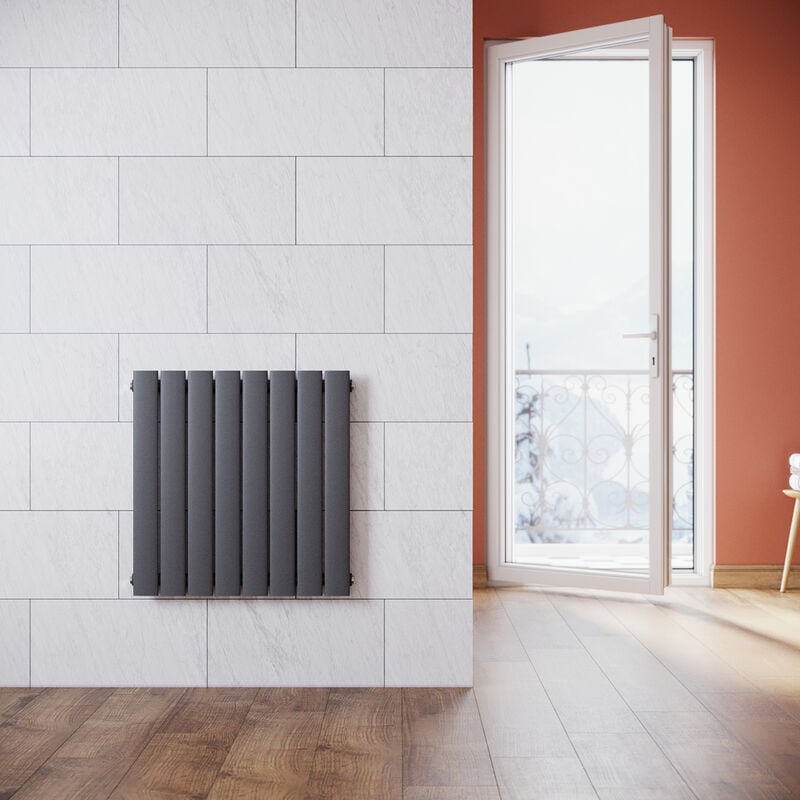 Sonni - Radiateur eau chaude en acier Conception murale Vertical Tube plat Radiateur chauffage central 630x619mm Panneau Unique Anthracite (421W)