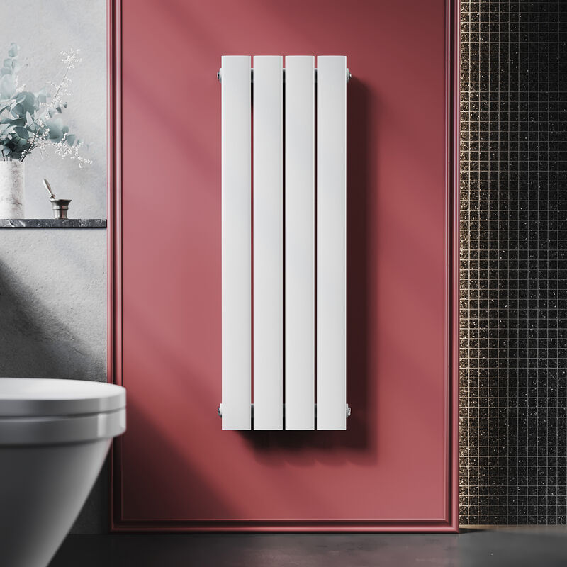 Radiateur eau chaude en acier Conception murale Vertical Tube plat Radiateur chauffage central 900x311mm Panneau Unique Blanc (312W) - Sonni