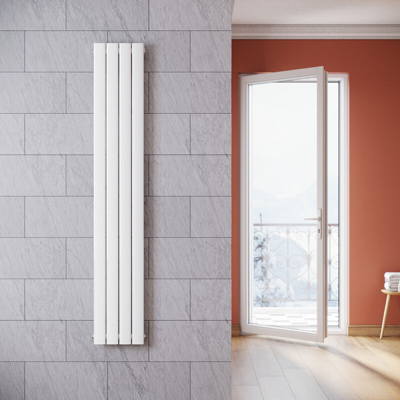Radiateur eau chaude en acier Conception murale Vertical Tube plat Radiateur chauffage central 1800x311mm Panneau Unique Blanc (536W) - Sonni