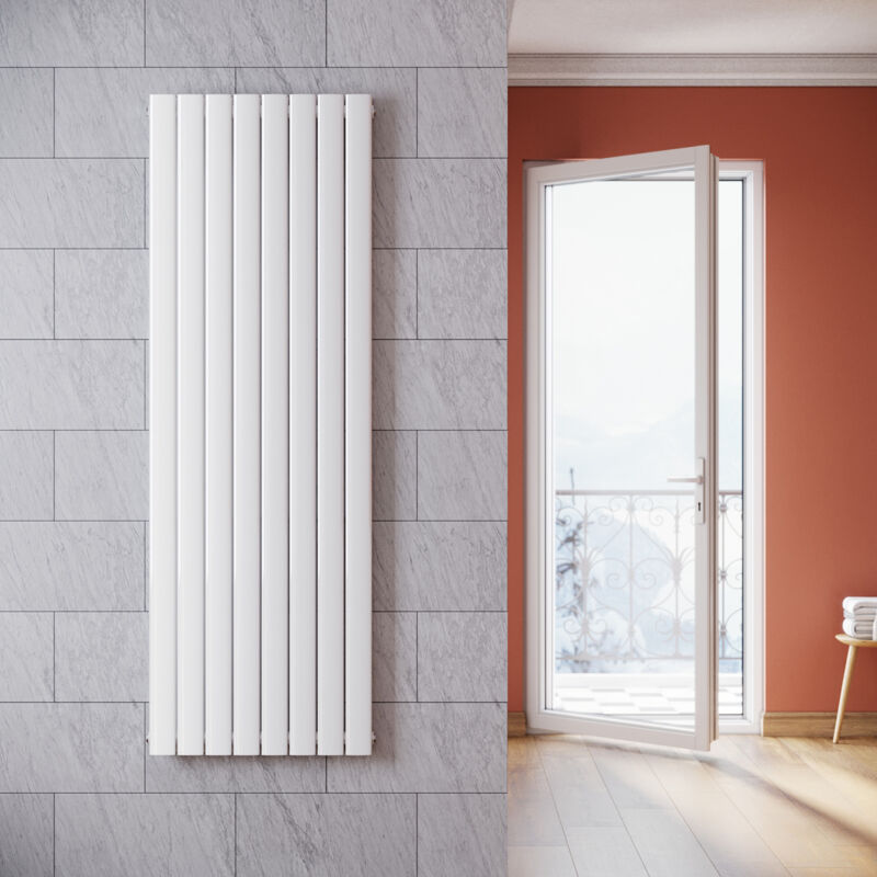 Radiateur eau chaude en acier Conception murale Vertical Tube plat Radiateur chauffage central 1800x542mm Panneau Double Blanc (1865W) - Sonni