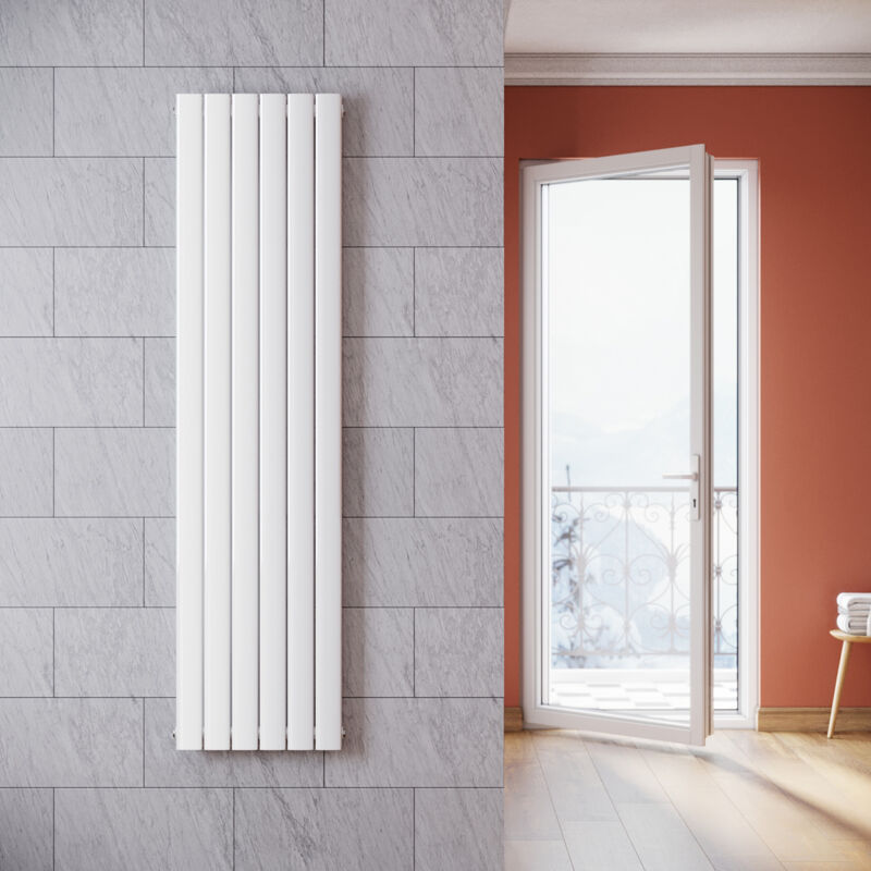 Radiateur eau chaude en acier Conception murale Vertical Tube plat Radiateur chauffage central 1800x465mm Panneau Double Blanc (1598W) - Sonni
