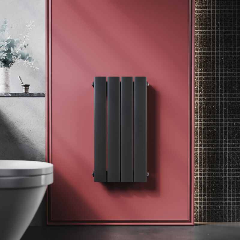 Radiateur eau chaude en acier Conception murale Vertical Tube plat Radiateur chauffage central 600x311mm Panneau Unique Anthracite (222W) - Sonni