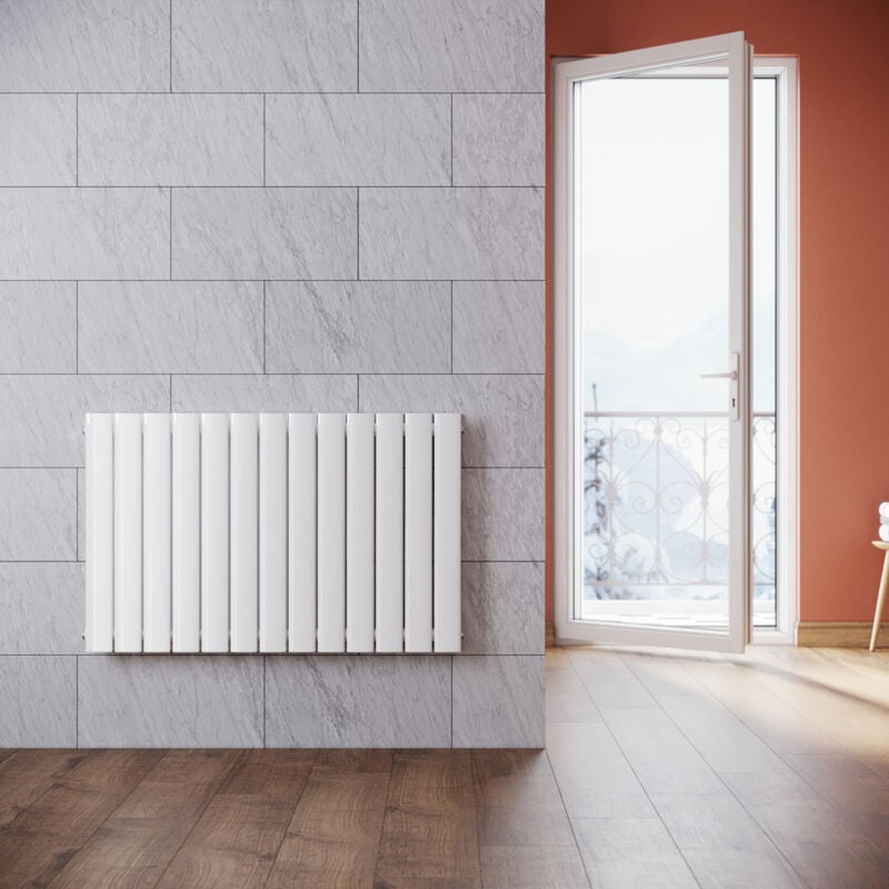 Radiateur eau chaude en acier Conception murale Vertical Tube plat Radiateur chauffage central 630x1004mm Panneau Double Blanc (1258W) Horizontal
