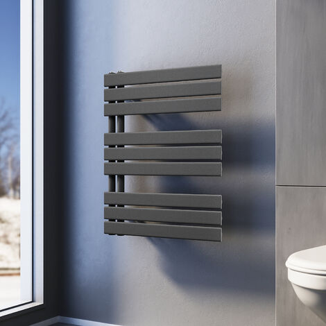 SONNI Termoarredo Scaldasalviette 76x60cm Antracite Radiatore Acqua Calda Design Laterale Verticale Scaldasalviette Connessione laterale