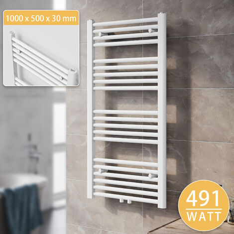 SONNI Termoarredo Scaldasalviette Acqua Calda Asciugamani da Parete Radiatore Collegamento Intermedio 1000x500mm Bianco
