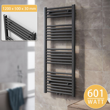 SONNI Termoarredo Scaldasalviette Acqua Calda Asciugamani da Parete Radiatore Collegamento Intermedio 1200x500mm Grigio Antracite
