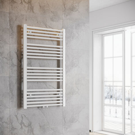 SONNI Termoarredo Scaldasalviette Radiatore ad Acqua Calda Bagno Collegamento Intermedio 1000x600mm Bianco