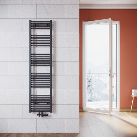 SONNI Termoarredo Scaldasalviette Verticale Radiatore ad Acqua Calda Antracite con Valvola Connessione Centrale 1600x400mm, 739 W