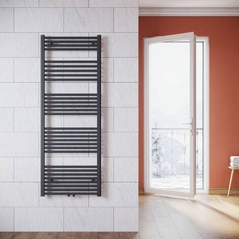 SONNI Termoarredo Scaldasalviette Verticale Radiatore ad Acqua Calda Antracite Connessione Centrale 1600x600mm