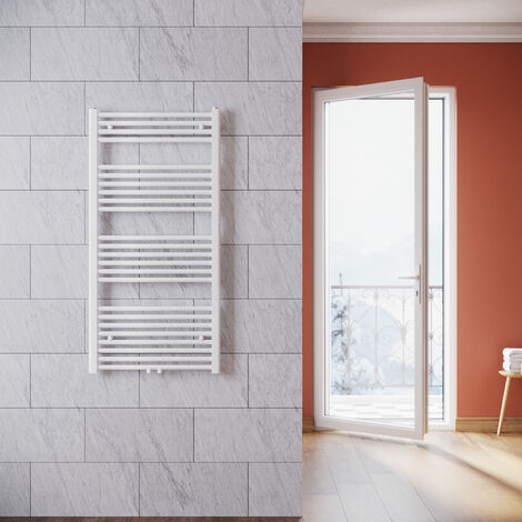 SONNI Termoarredo Scaldasalviette Verticale Radiatore ad Acqua Calda Bianco Connessione Centrale 1200x600mm