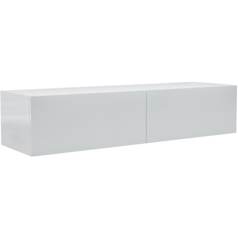 SONNI TV Lowboard hängend 140 cm TV Schrank board mit 2 Klapptüren Weiß Hochglanz,140x40x30cm