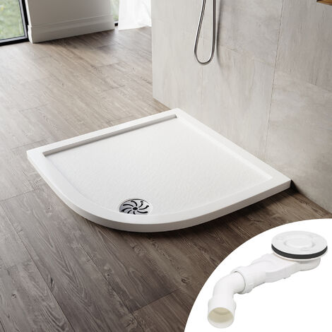 SONNI Viertelkreis Duschwanne Rutschfeste versenkte Duschwanne SMC Quick drain design 800x800 mm mit Ablaufgarnitur