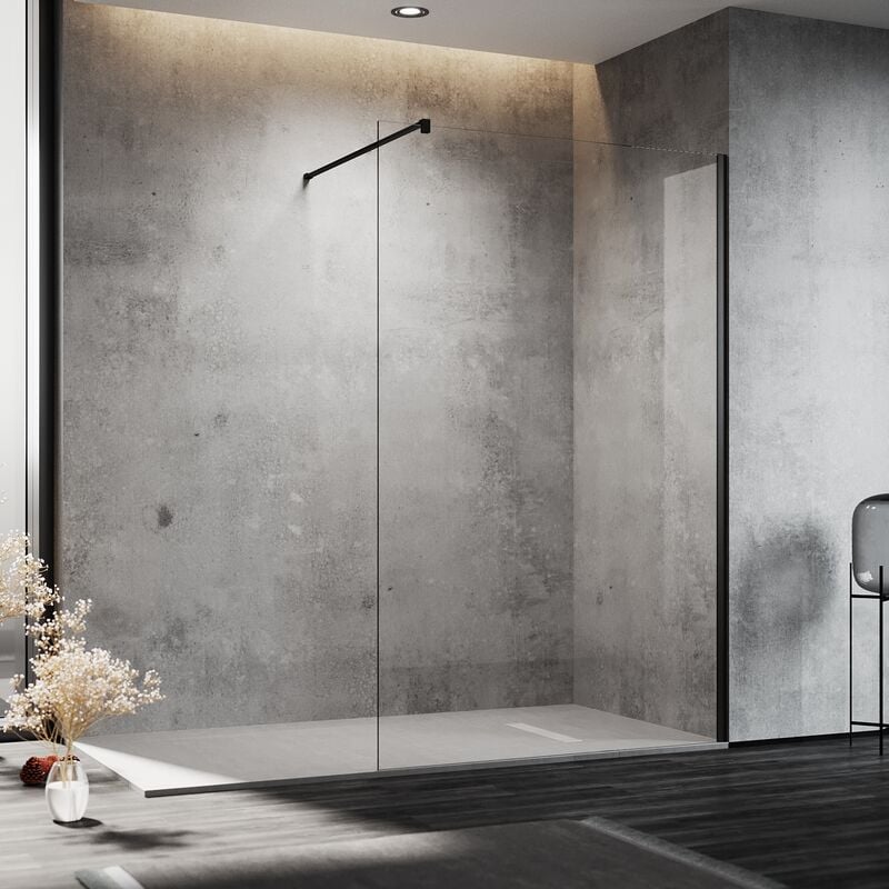 Walk In Douche Paroi de douche 10mm nano-revêtement verre avec barre de support 100x200cm - Sonni