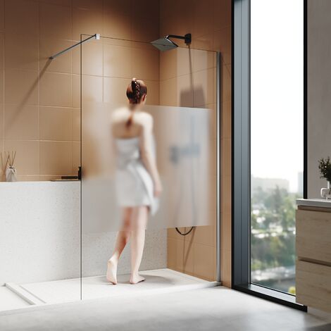 SONNI Walk In Dusche Duschwände Duschabtrennung eckeinstieg Duschkabine mit Stabilisator Nano ESG Glas 8mm 120x200cm Teilsatinier