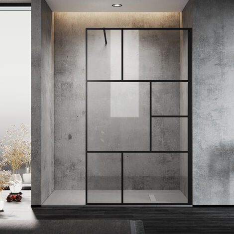 SONNI Walk in Dusche Duschwände Duschwand Duschabtrennung 8mm NANO Echtglas 100x200cm mit 120cm Stabilisierungsstange