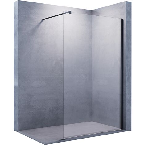 SONNI Walk In Dusche Duschwand 10mm Nanobeschichtung glas mit Haltestange mit Duschwanne Schwarz 120x200cm